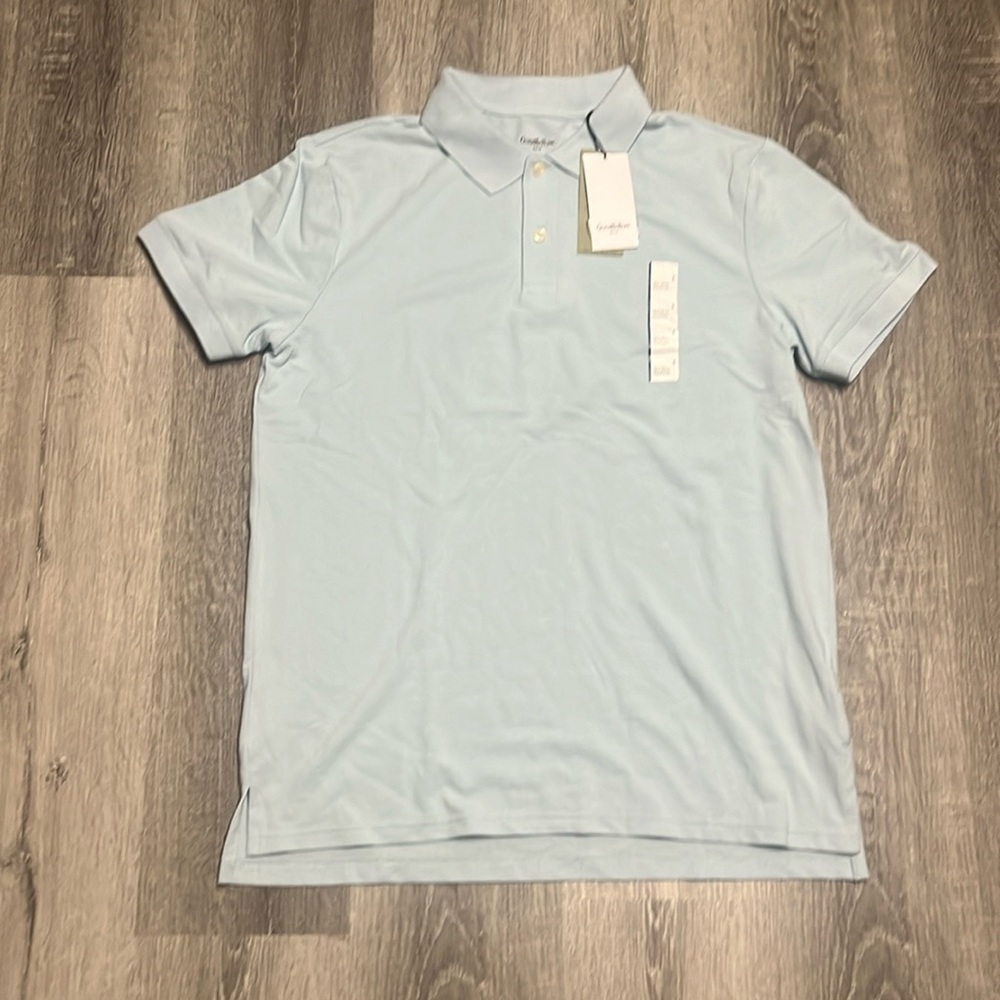 NWT light blue button up polo